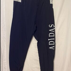 Adidas Kids Navy Joggers with White Logo